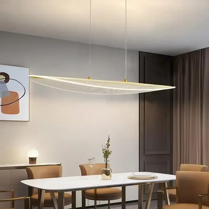 Moderne geschwungene LED-Pendelleuchte von YongYing Lumin in Weiß für Esszimmer, Küche oder Büro - Bild 3
