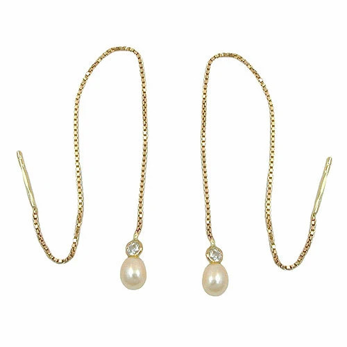 SIGO Ohrringe Durchzieher, Kettchen, Gold 375, Damen, 93mm - Bild 1