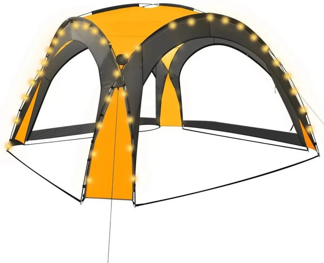 vidaXL Partyzelt mit LED und 4 Seitenwänden, Farbe: Gelb, H x B x T: 2,3 x 3,6 x 3,6 m - Bild 1