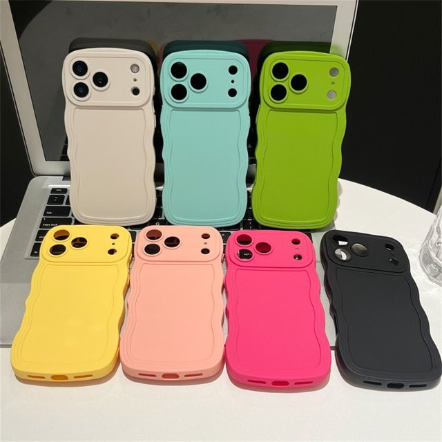 szHAIyu Flüssige Silikon-Wellen-Handyhülle mit Vollobjektivschutz für iPhone 11 bis iPhone 17 Air in Gelb - Bild 1