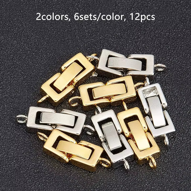 Schmuck Extender Faltverschlüsse, Messing, 0,9x0,3 Zoll, 2 Farben, Unisex - Bild 2