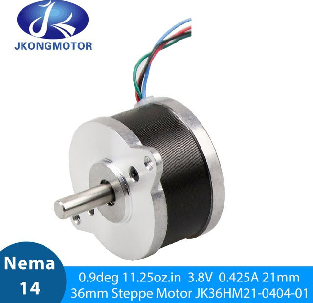 Jkm Nema 14 Schrittmotor bipolar 0,9 Grad 0,425 A 4-Draht Pfannkuchen-Schrittmotor in Silber für 3D-Drucker und FDM-Maschinen - Bild 1