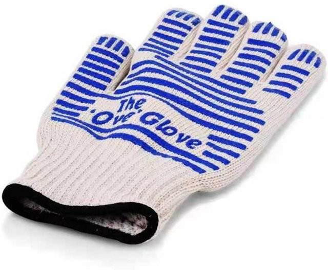 Doppellagige Grillhandschuhe aus Baumwolle und Silikon von Household supplies MH, flammhemmend und wärmedämmend für Ofen, Mikrowelle und Camping - Bild 1