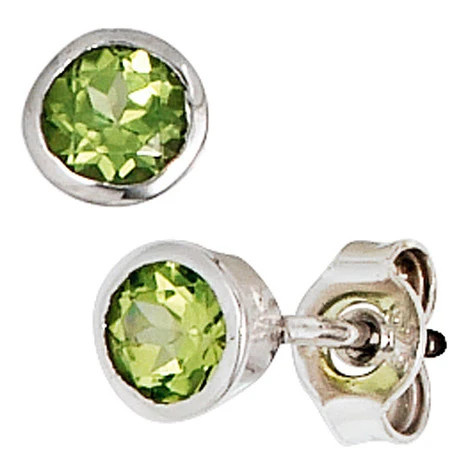 Colfem Ohrstecker 925 Silber, Peridot, grün - Bild 1