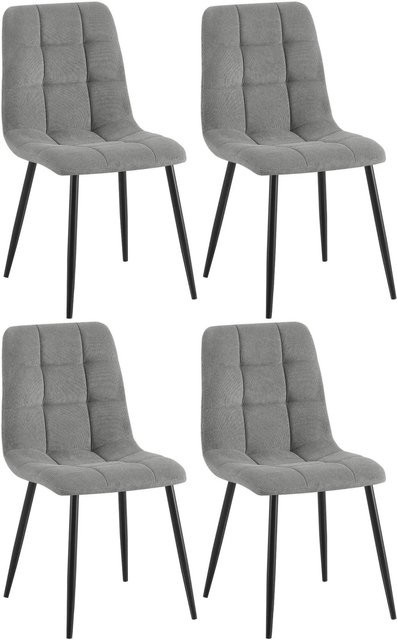 4er Set Esszimmerstühle DELUKE FIGAD in Grau mit Cord-Bezug und Steppmuster, B/T/H: 45 x 55 x 84 cm - Bild 1