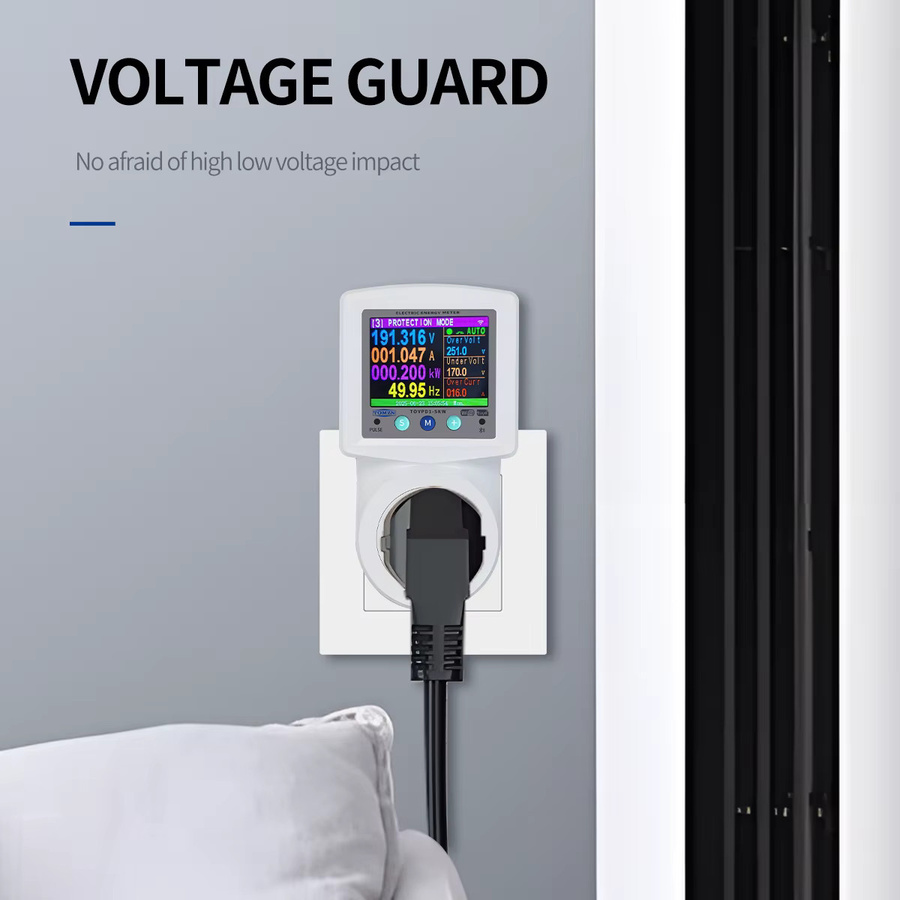 TOMZN WIFI Smart Multifunktions-6-in-1-Steckdose in Weiß mit Tuya-Unterstützung, Prepaid-Zyklus-Timer sowie Spannungs- und Stromschutz zur Messung von V, I, Hz, PF, kW und kWh - Bild 2