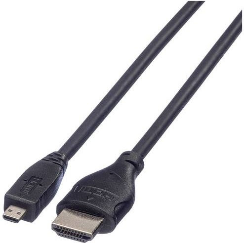 Roline HDMI Anschlusskabel HDMI-A auf HDMI-Micro-D 2.0 in Schwarz, 2,00 m, 4K UHD, geschirmt - Bild 1