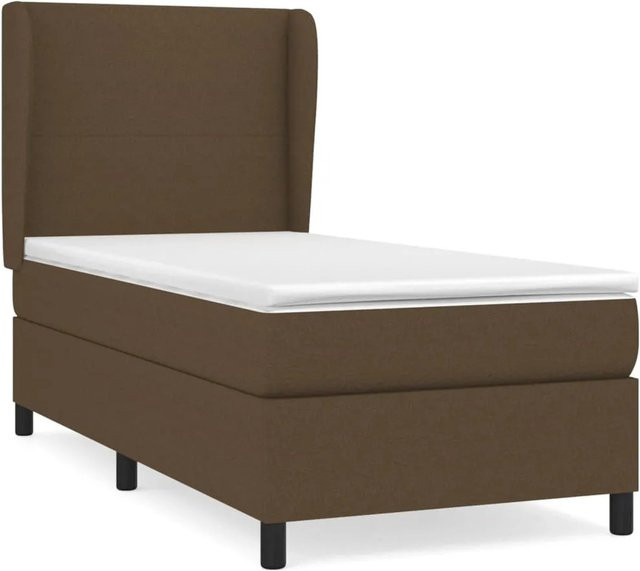 vidaXL Boxspringbett mit Matratze Dunkelbraun B/T/H: 100 x 200 x 128 cm - Bild 1