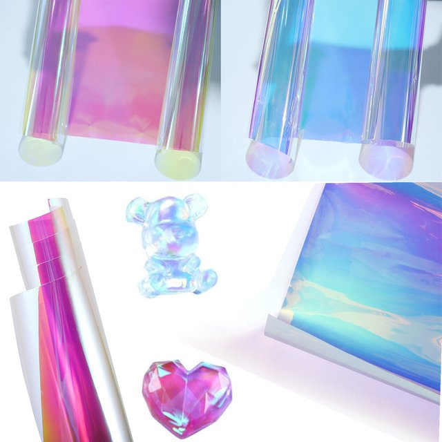 Aurora AB Effekt Reflektierende Regenbogen Spiegel Aufkleber von AGCFABS in Multicolor und Rot für DIY Handwerk und Nail Art - Bild 1