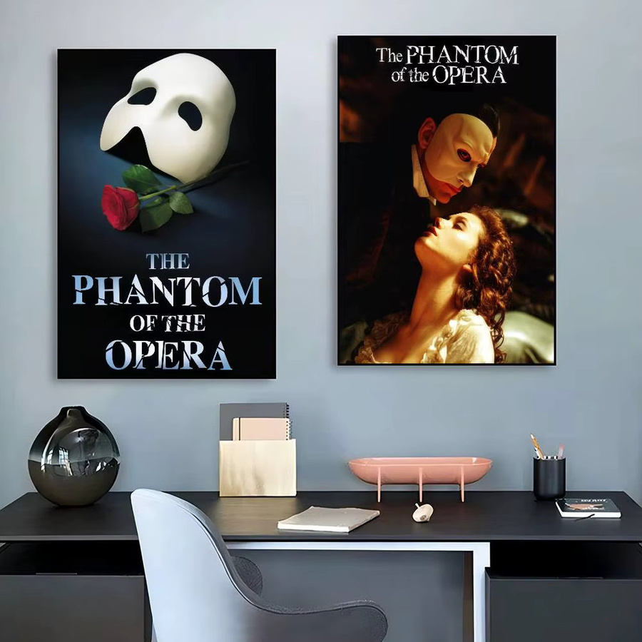 Selbstklebendes Poster im Vintage-Stil zum Film Das Phantom der Oper als Wanddekoration mit Typografie-Grafik in Mehrfarbig - Bild 2