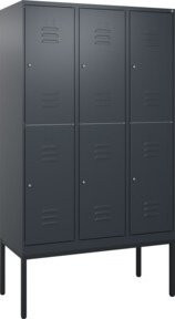 C+P Doppelstock-Spind Classic PLUS mit 3 Abteilen, Gestell, Anthrazitgrau, H x B x T: 212 x 120 x 50 cm - Bild 1