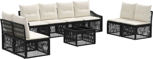 vidaXL Gartenmöbel-Set aus Poly-Rattan in Schwarz mit 9-teiliger Polstergarnitur für Garten und Terrasse - Bild 1