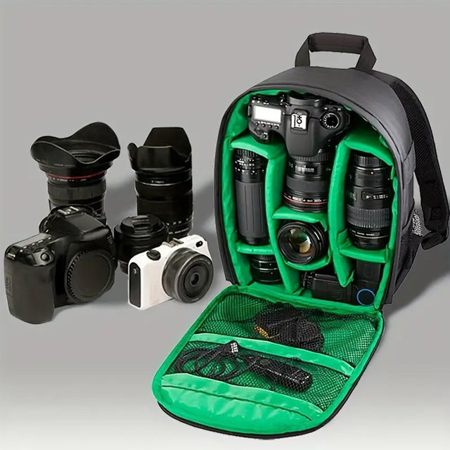 Mosizave Multifunktionaler Kamerarucksack Wasserdichte Outdoor Fototasche für Nikon Sony und Canon in Schwarz und Grün - Bild 1