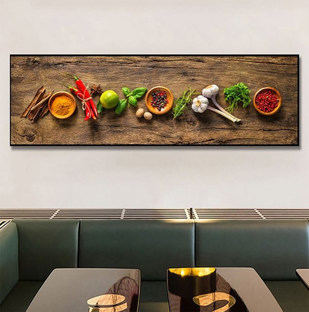 TPFLiving Leinwand Poster Gewürze und Kräuter ohne Rahmen B: 30 cm, H: 90 cm - Bild 1