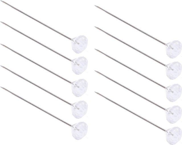 300 Stück GoolRC Boutonniere-Nadeln mit Strass in Weiß und Transparent aus Metall und Kunststoff für Hochzeitsfeiern - Bild 1