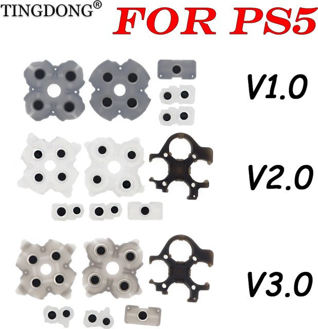 TingDong Ersatz-Reparaturset für PS5 V1.0 V2.0 V3.0 Controller mit leitfähigen Gummi-Tastenmembran-Pads in Grau - Bild 1
