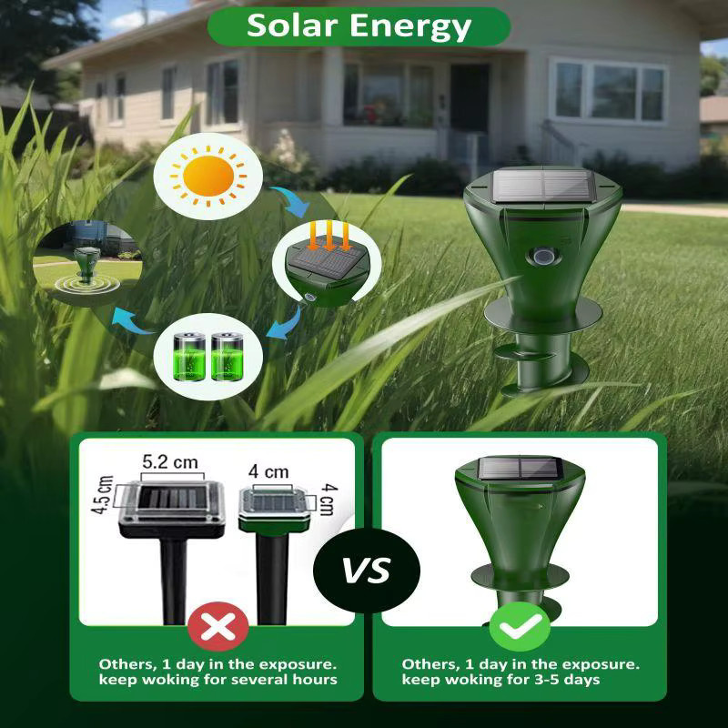 Teaglede Solar Maulwurfabwehr für den Rasen, grüner Nagetier-Repeller mit Sonic-Vibration und IP65 Wasserdichtigkeit - Bild 3
