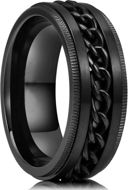 YIRAN Ring Edelstahl, Schwarz, Herren - Bild 1