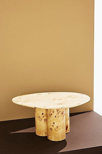 Remi Couchtisch Pappelwurzel Hochglanz in Beige und Braun, B: 78 cm, T: 61 cm - Bild 1