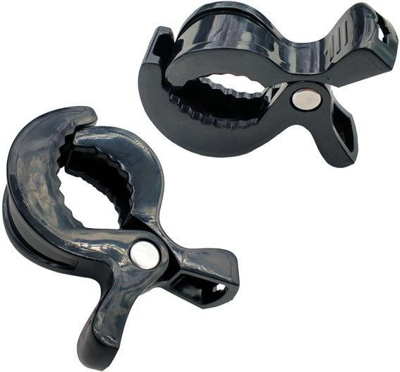 Binchi Outdoor Equipment Kinderwagen Clips aus Kunststoff im 2er Set, bunt und schwarz, zum Befestigen von Decken oder Moskitonetzen - Bild 1