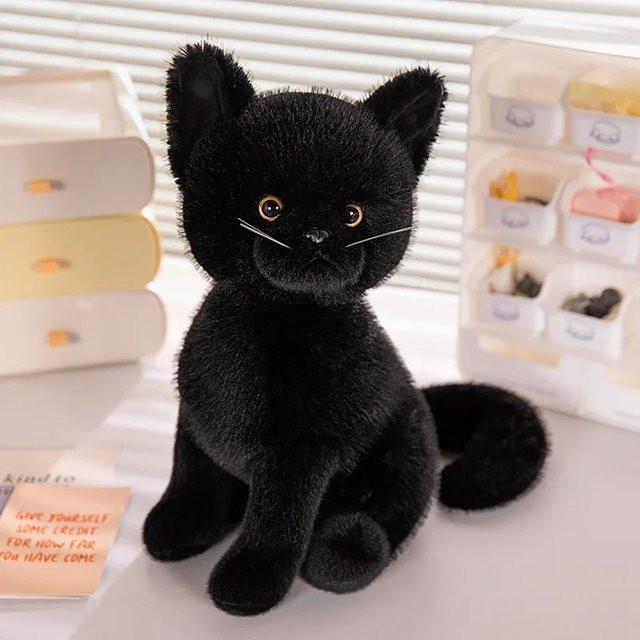 BC Pet Supplies Simulation Plüsch Katze Kissen, Schwarz, 1-teiliges Set, ab 14 Jahren - Bild 1