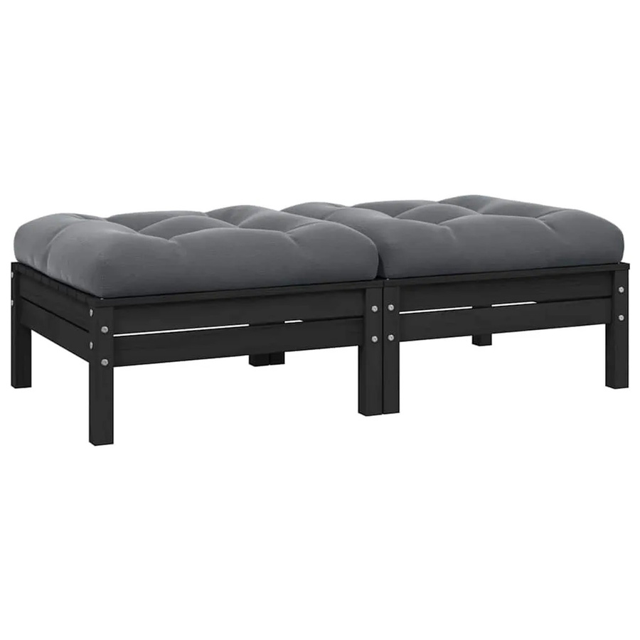 vidaXL Gartensofa 2-Sitzer aus massivem Kiefernholz mit Kissen in Schwarz - Bild 2