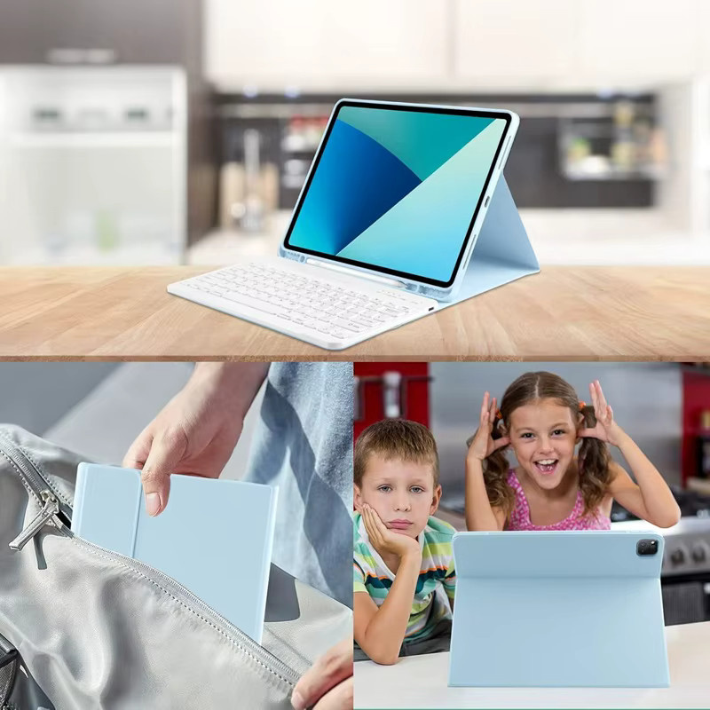 OPUYYM Schutzhülle mit abnehmbarer Bluetooth-Tastatur für iPad Air 13 Zoll M2 M3 und iPad Pro 12,9 Zoll, Schwarz - Bild 2