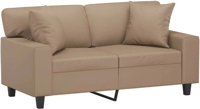 vidaXL 2-Sitzer-Sofa in Cappuccino-Braun mit Zierkissen aus Kunstleder, Breite: 154 cm, Höhe: 80 cm, Tiefe: 77 cm - Bild 1