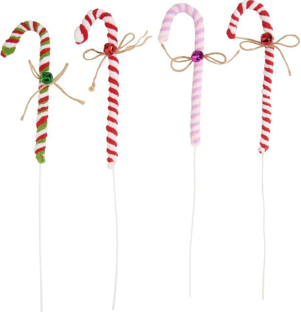 VBS Chenille-Zuckerstangen als Weihnachts-Baumschmuck, 4er Set, Multicolor - Bild 1