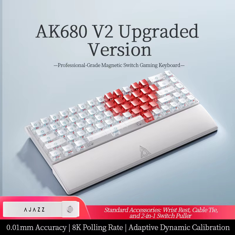 Ajazz AK680 V2 Hall-Effect Magnetische Schalter-Tastatur mit RGB-Beleuchtung und Music Sync 2.0, Kompaktes 68-Tasten-Layout in Weiß Transparent - Bild 7
