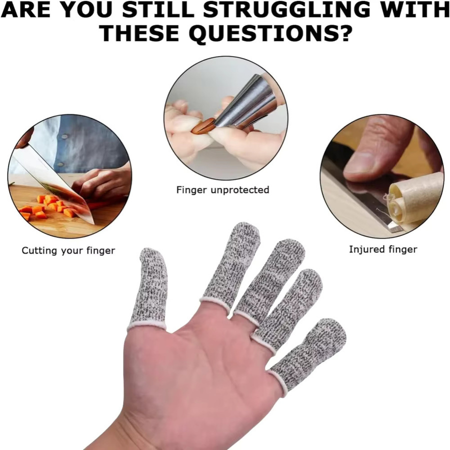10 Stück Anti-Cut Fingerschutzhüllen in Grau, elastische und verschleißfeste Fingerhülsen zum Schutz vor Schnitten - Bild 2