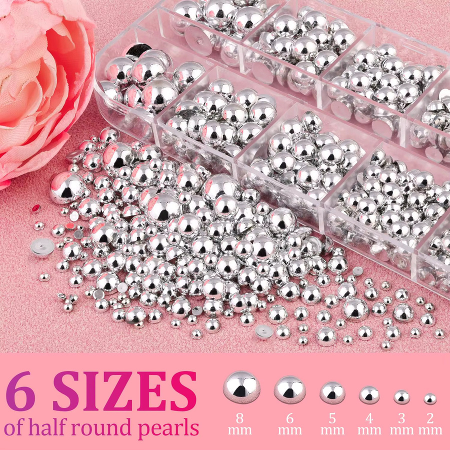 7Grids Nagel Charms, Metall Perlen und Nieten, Gold/Silber/Weiß - Bild 2