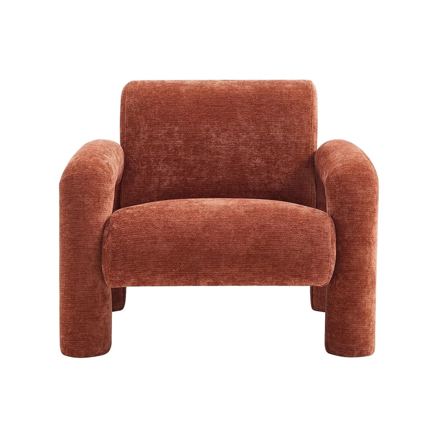 Vente-unique Sessel mit gerader Rückenlehne und Armlehnen in Terracotta, Stoff - Bild 2