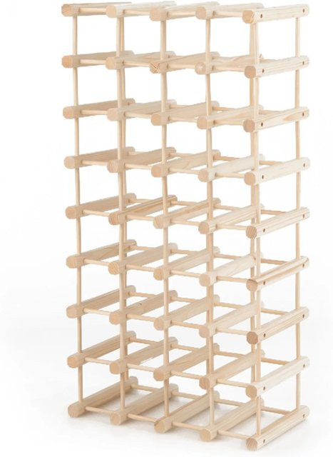 Costway Weinregal aus Kiefernholz in Braun und Beige, frei kombinierbar für 36 Flaschen - Bild 1