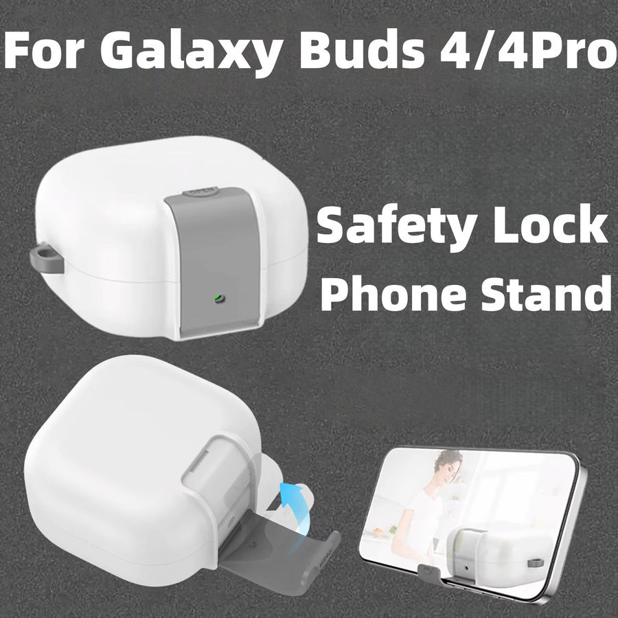 Samsung Schutzhülle für Galaxy Buds 4/4 Pro mit Handyständer und Trageband, transparent - Bild 5