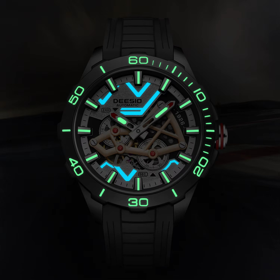 Deesio Armbanduhr Automatik, Kohlefaser, Silikon, Schwarz, Herren - Bild 5