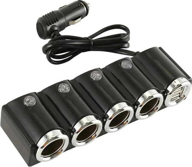 Everso Universal Auto Ladegerät 12V 24V mit 4-Wege Zigarettenanzünder-Splitter und Dual USB Anschluss in Schwarz - Bild 1