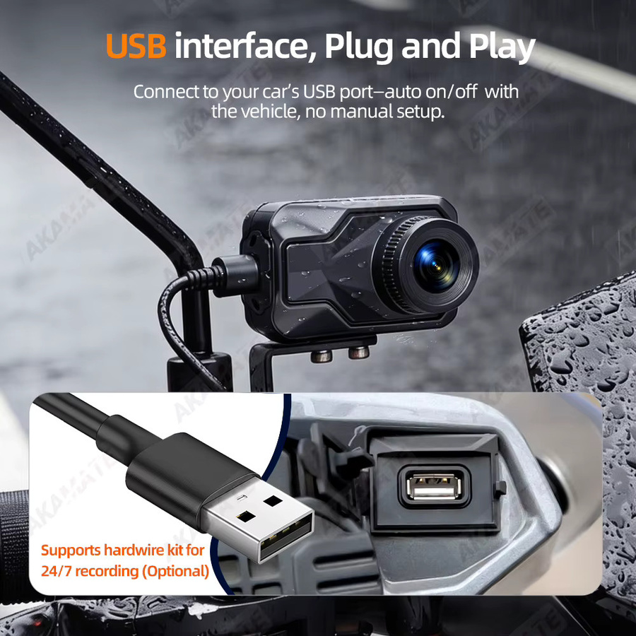 AKAMATE Action Camera 2K HD Motorradkamera mit Loop-Aufnahme und Apple Find My sowie Android Locate Link zur Positionsüberprüfung in Schwarz - Bild 3