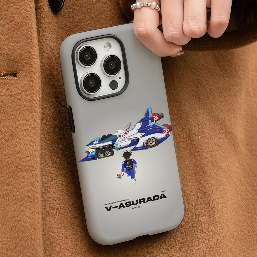 Future GPX Cyber F-Formula Handyhülle für iPhone 17 16 15 14 13 12 Pro Max Plus in Weiß und Grau mit glänzender HD-Doppelschicht-Flüssighartschale - Bild 3