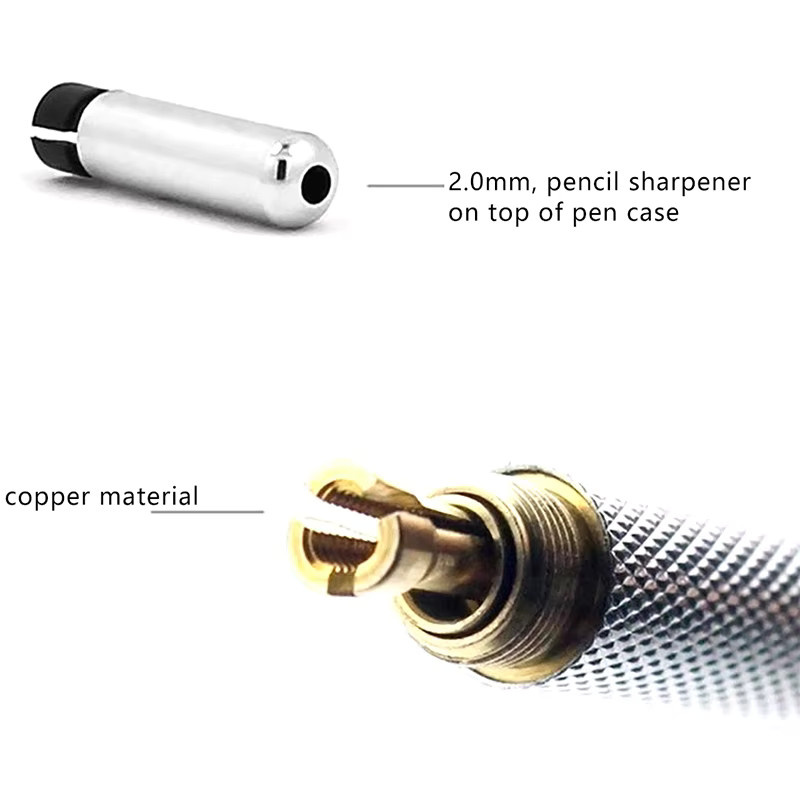 CHENJ Automatischer Druckbleistift aus Metall in Silber für Zeichnen und Malen mit Minenstärken von 0,3 mm bis 3,0 mm - Bild 1
