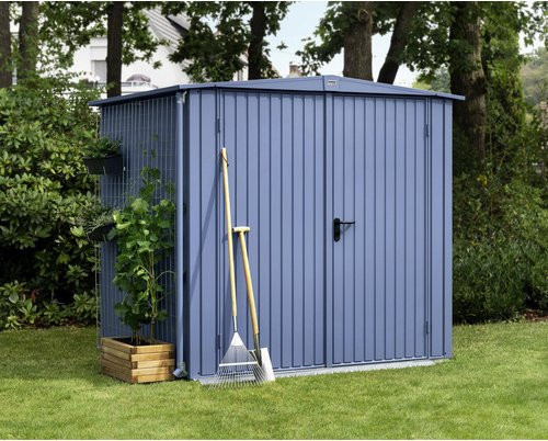 Ecostar Gerätehaus Trend-S aus Metall in Blau mit Doppeldoor und Giebeldach B/H/T: 238 x 216 x 238 cm - Bild 1
