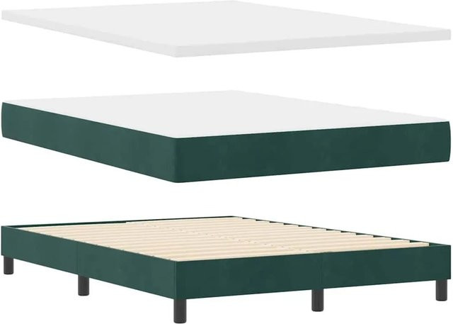 vidaXL Boxspringbett mit Matratze in Grün, Hybrid-Konstruktion, B/T: 140 x 200 cm - Bild 1