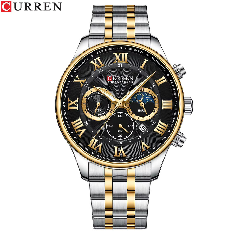 CURREN Chronograph, Quarzuhr, Edelstahl, Schwarz, Herren - Bild 2