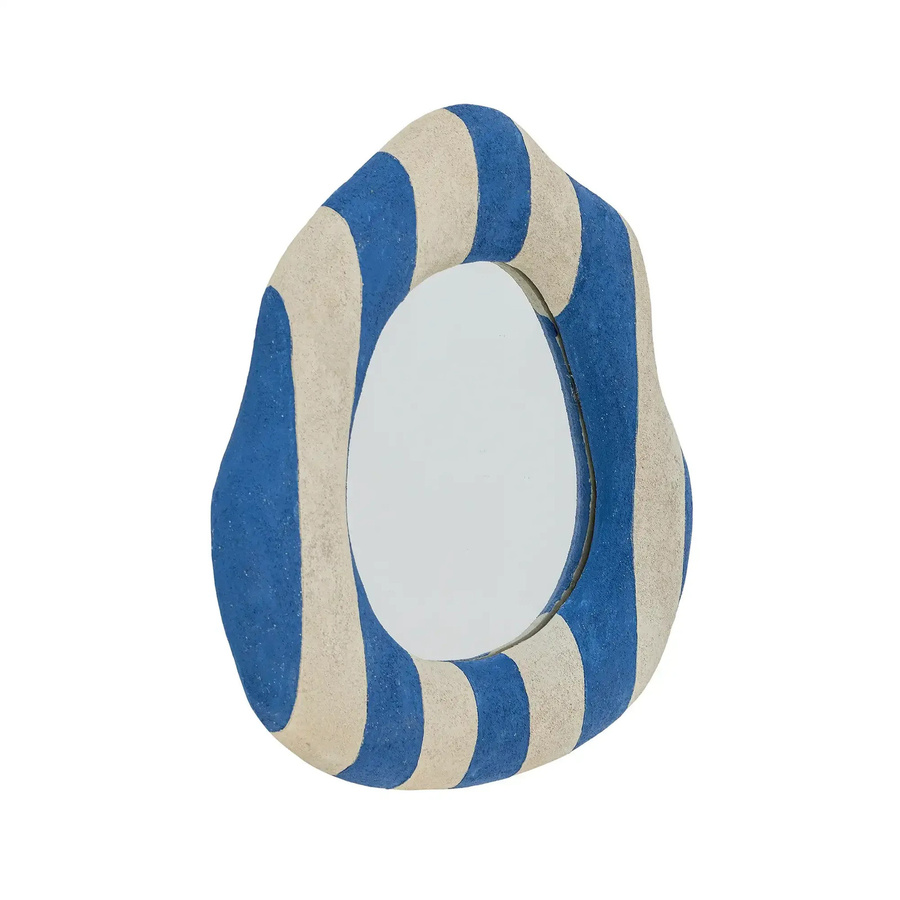 Bloomingville Wandspiegel Travis aus Polyresin in Blau mit organisch geformtem Streifendesign - Bild 1