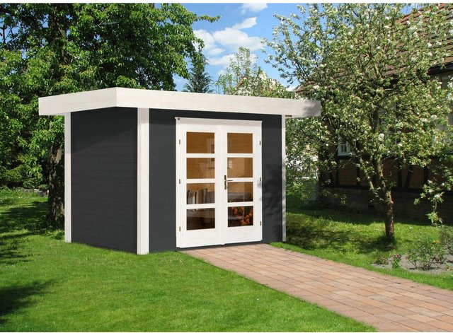 WEKA Gartenhaus Designhaus 126 Plus Flachdach aus europäischer Fichte in Anthrazit oder Weiß, B/H/T: 356 x 249 x 211 cm - Bild 1