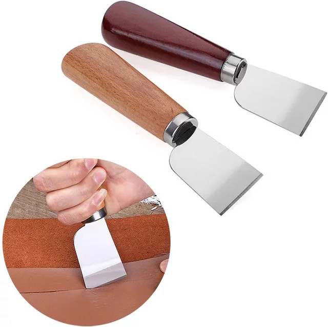 RLJLIVES Leder Skiving Messer mit Holzgriff in Braun für DIY Lederhandwerk - Bild 1