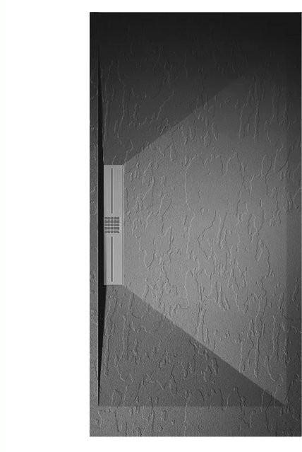 Mirlo Duschwanne Edis aus Mineralguss, quadratisch, Anthrazit, B/T: 70 x 70 cm, extra flach mit Ablaufschutz in Chrom und Anti-Slip-Funktion - Bild 1