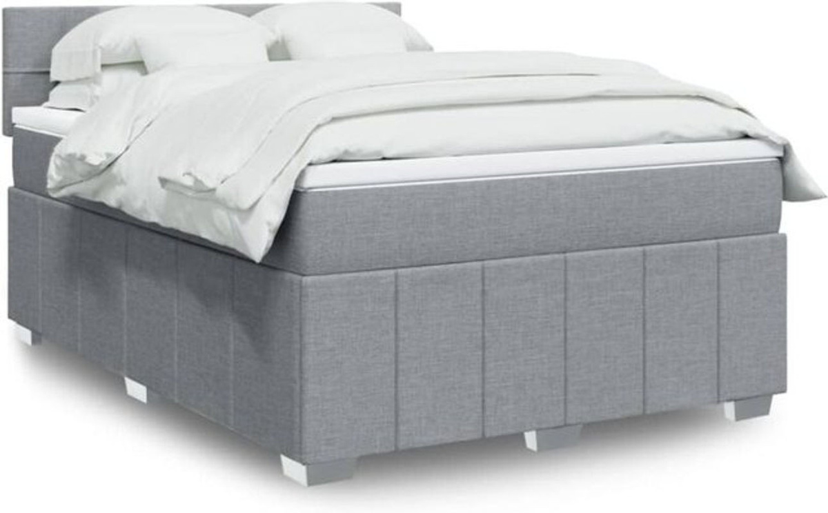Vidaxl Boxspringbett mit Matratze in Grau aus Stoff und Holzwerkstoff, B/T: 140 x 190 cm - Bild 1