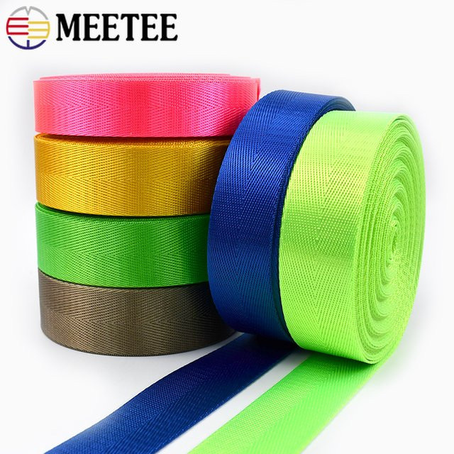 Meetee Nylon Gurtband als DIY Nähzubehör für Hundehalsbänder und Rucksäcke, 2 Meter Länge, Farben: Braun und Mehrfarbig - Bild 1