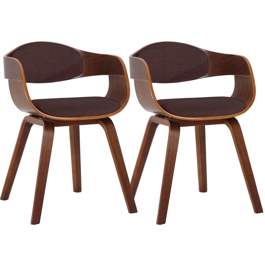 2er Set DELUKE LONDON Konferenzstühle aus Stoff und Holz in Walnuss/Braun, H x B x T: 73 x 49 x 46 cm - Bild 2